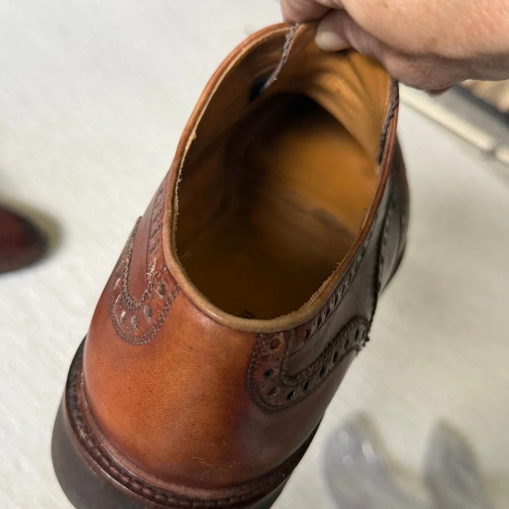 Magnanni Mens‎ Brown Leather Wingtip Brogue Oxford Shoes Vibram Sole 10 M Cognac